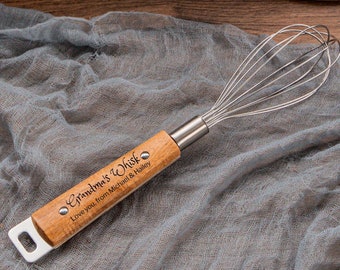 Personalised Egg/ Milk Whisk Beater, Custom Laser Engraved Etching Wire Mixing, Kitchen Baking Utensils, Gift for Her, Mom, Grandma, Chef