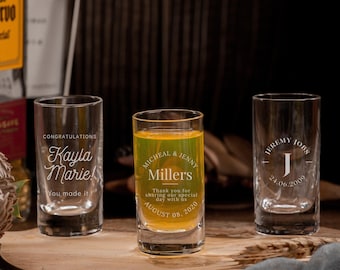 Engraved Luxury 50ml Crystal Vodka Shot Glass, Personalised Custom Monogram Glassware, Groomsmen, Bridal Wedding Favours, Father&#39;s Day Gift