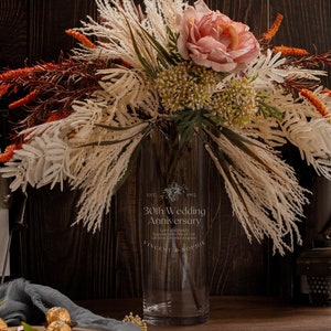 Personalised Cylinder Glass Vase, Custom Engraved Memorial Wedding Gift for Bridesmaid, Mother of Bride/ Groom, Housewarming, Anniversary image 1