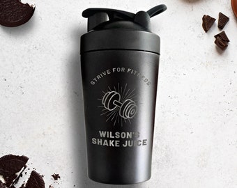 Personalised Insulated Protein Stainless Steel Shaker, Custom Engraved Gym Lover Matte Black Blender, Water Bottle, Work Out Gift Mum, Dad