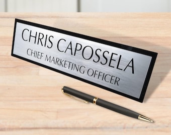 Custom Engraved Acrylic Desk Name Plate, Personalised Professional New Job Title Sign, Office Accessory, Title Banner, Job Role Quote Plaque