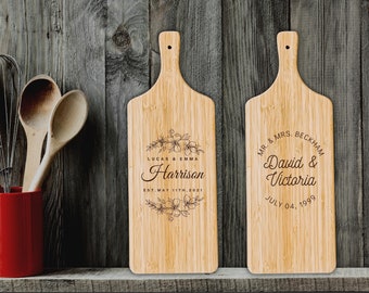 Personalised Bamboo Wooden Serving Cheese Handle Tray Cutting Board, Engraved Charcuterie Platter Custom Housewarming Mothers Day Nanny Gift