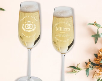 Personalised 220ml Champagne Glasses, Custom Engraved Monogram Wine Glass, Corporate Gift for Mom, Nany, Wedding Favour, Bridesmaid Shower