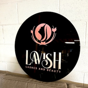 Custom Made Colour Acrylic 3D Double Layer Business Round Sign Wall Door, Office Retail Spa Cafe Shop Logo Plaque, Personalised Name Signage