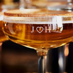 Personalised Champagne Coupe Glass, Initial Monogram Engraved Cocktail Wine Glass, Housewarming Wedding Bridesmaid Groomsmen, Corporate Gift