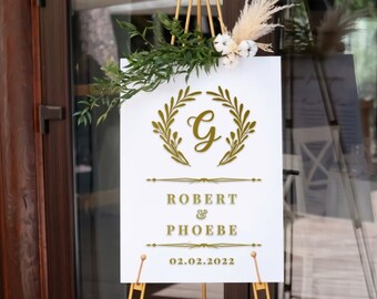 Custom Acrylic Wedding Welcome 3D Vertical Sign, Personalised Rose/ Gold Mirror Names, Event/ Engagement/ Bridal Shower/ Birthday Signage