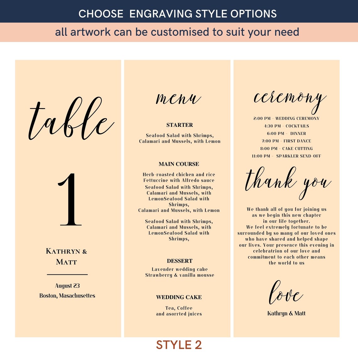 Personalised Trifold Plywood Wedding Number Program Table Sign ...