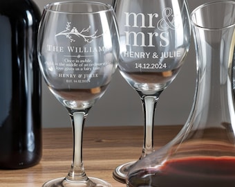 Copa de vino transparente personalizada, cristalería para bebidas con monograma grabado personalizado, artículos de bar con logotipo, regalo de inauguración de la casa, cumpleaños, empresa o boda.