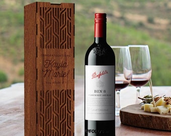 Custom Engraved Wooden Decorative Pattern Wine Box, Personalised Etched Plywood Name Logo Wedding, Birthday Corporate Wine Bottle Gift Boxes