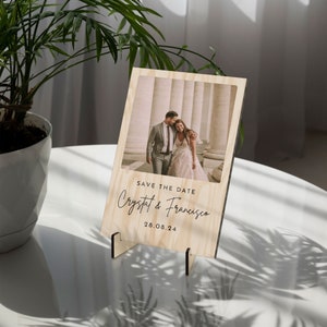 Placa de fotos de madera con impresión UV personalizada, soporte de marco de exhibición de imágenes de acrílico personalizado, aniversario, cumpleaños, invitación de boda de regalo de pareja