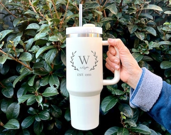 Personalisierter 1,2-l-Edelstahl-Behälterdeckel und Strohhalm, individuell eingraviertes Logo Travel Thermo-Hot-Cold-Car-Tasse, Firmengeschenk