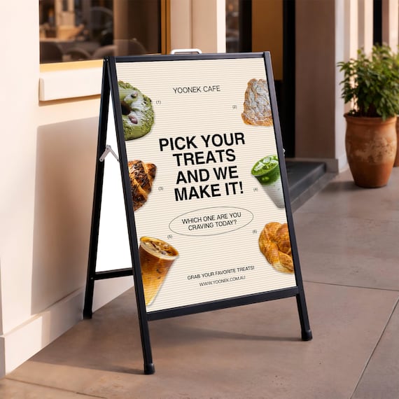 A-Frame Sign & Custom Print Corflute Inserts, Poster Footpath Sign, Real Estate, Outdoor Sidewalk Advertising Board, Cafe, Business Signage