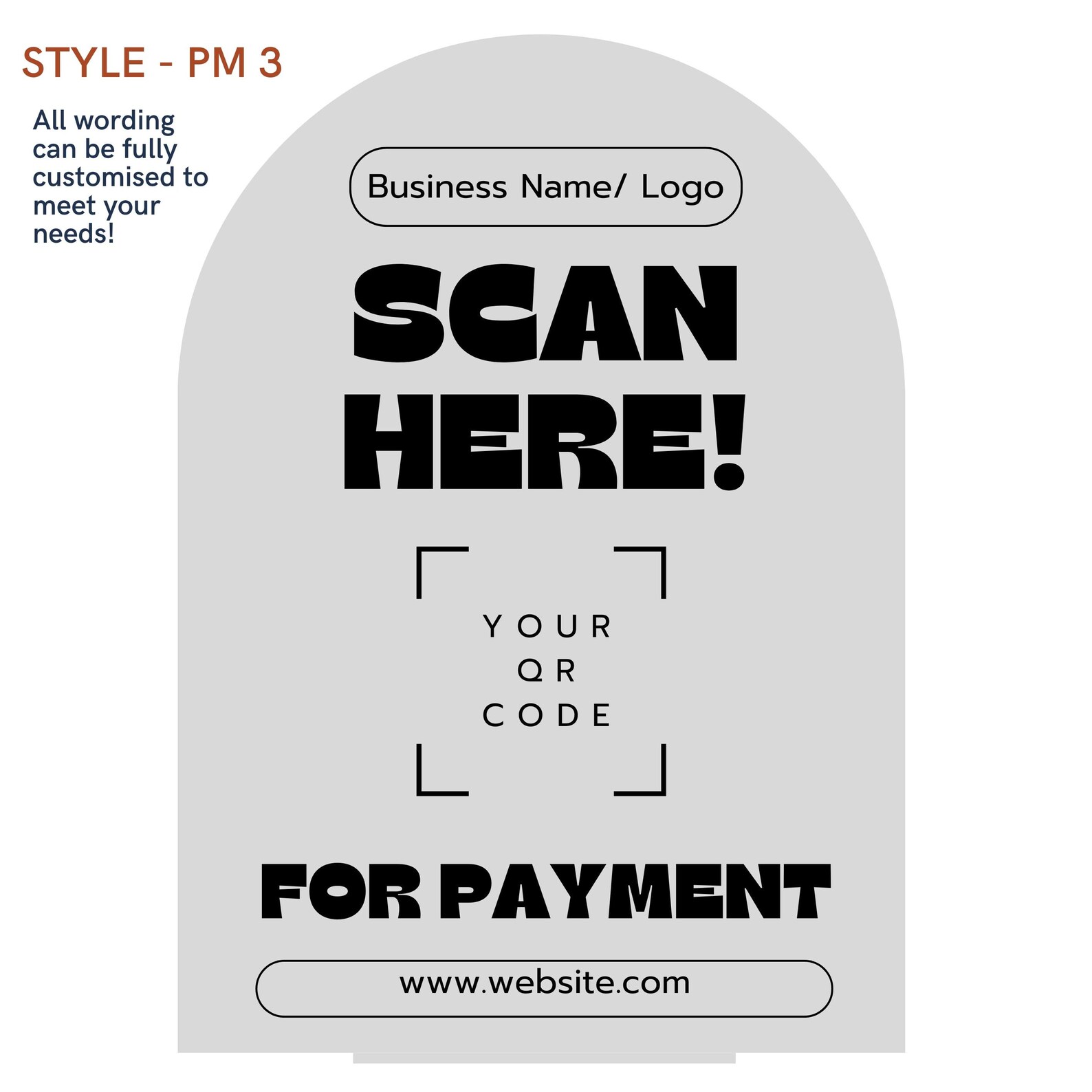 Signage Scan Pass Personalised Acrylic Arch QR Code Scan to Pay Business Sign, Custom UV ...