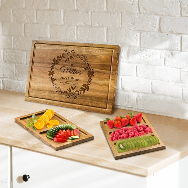 YoonekGifts Acacia Wooden Cutting Board & Trays - Thumbnail 4