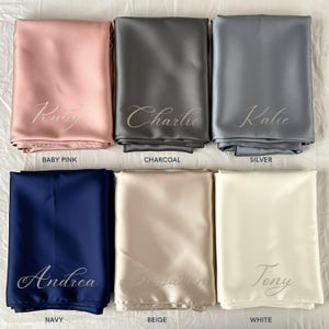 Personalised Embroidery Mulberry Pillowcase, Custom Embroidered Name Silk Skin Friendly/ Anti Frizz Hair Bedding, Birthday Housewarming Gift