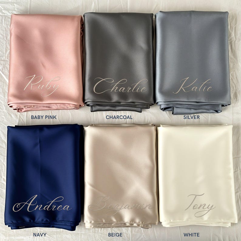 Personalised Embroidery Mulberry Pillowcase, Custom Embroidered Name Silk Skin Friendly/ Anti Frizz Hair Bedding, Birthday Housewarming Gift