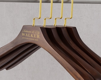 Custom Deluxe Square Wide Shoulder Wood Hanger Rotatable Hook, Personalised Logo Commercial Heavy Hangers, Wedding Groomsman Bridesmaid Gift