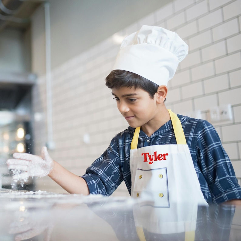 Custom Embroidered Kids Apron & Chef’s Hat, Personalised Junior Sous ...