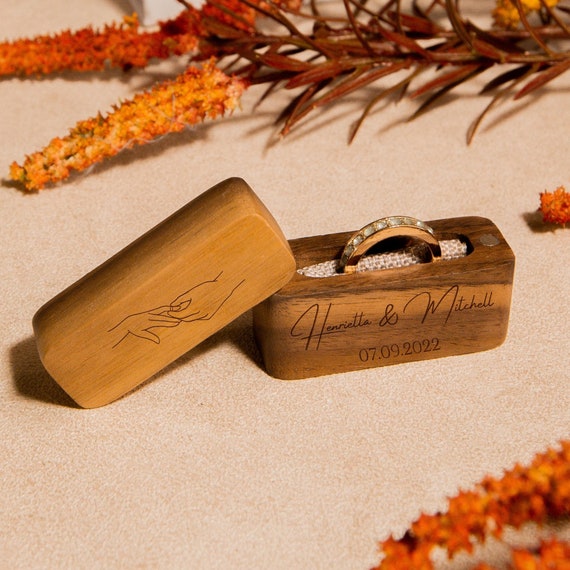 Scatola Porta Fedi In Legno Personalizzata Con Incisione - Per Anello Fidanzamento E Matrimonio