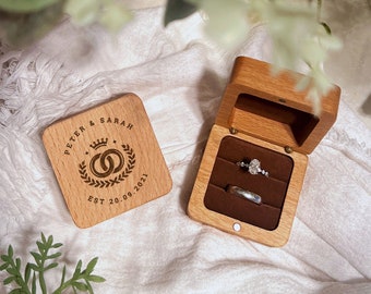 Asudaro Scatola Per Fedi Nuziali In Legno, Scatola Per Anelli Di Fidanzamento E Regali Di Compleanno Scatola Personalizzata Con Doppio Anello Scatola Porta Anelli Di Fidanzamento Piccola Per Anello