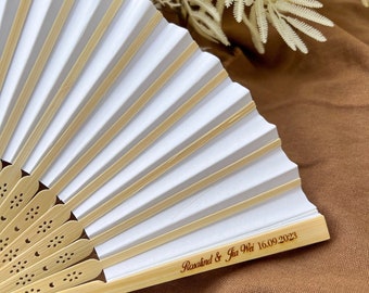 Personalised Bamboo Destination Beach Wedding Fan, Engraved Wooden Foldable Paper Hand Fans, Custom Corporate Gift, Party Festival Dance