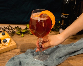 Cócteles personalizados de 530 ml / copa de cristal italiano de vino, cristalería escocesa con monograma grabado, inauguración de la casa, dama de honor, regalo de boda para mamá