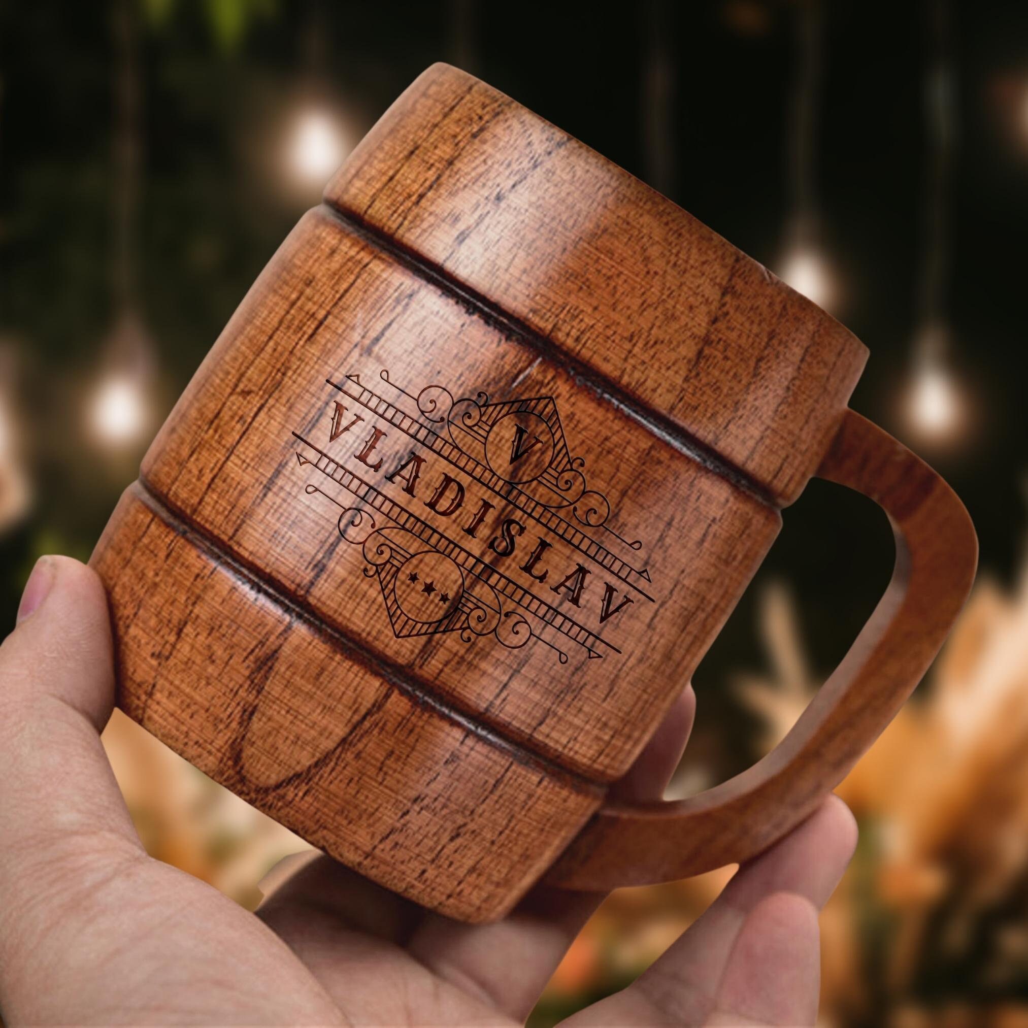 collectiblesBuy Medieval Inspired Antique Wooden Beer Mug Wood Tankard  Coffee Stein Groomsmen Gift Idea Eco- Friendly Custum Wooden Cup