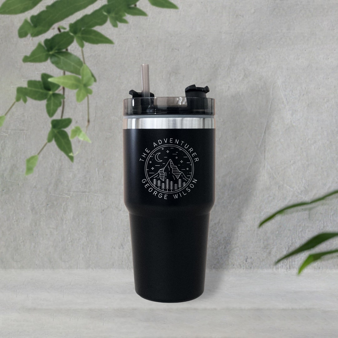 Engraved Insulated Tumbler & Straw Set Custom Logo Travel Etsy