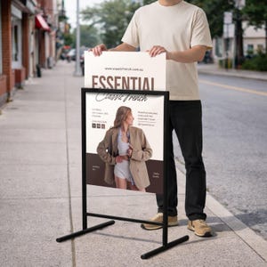 T-Frame Sign & Custom Print Corflute Insert, Poster Footpath Sign, Real Estate, Outdoor Sidewalk Advertising Board, Cafe, Business Signage