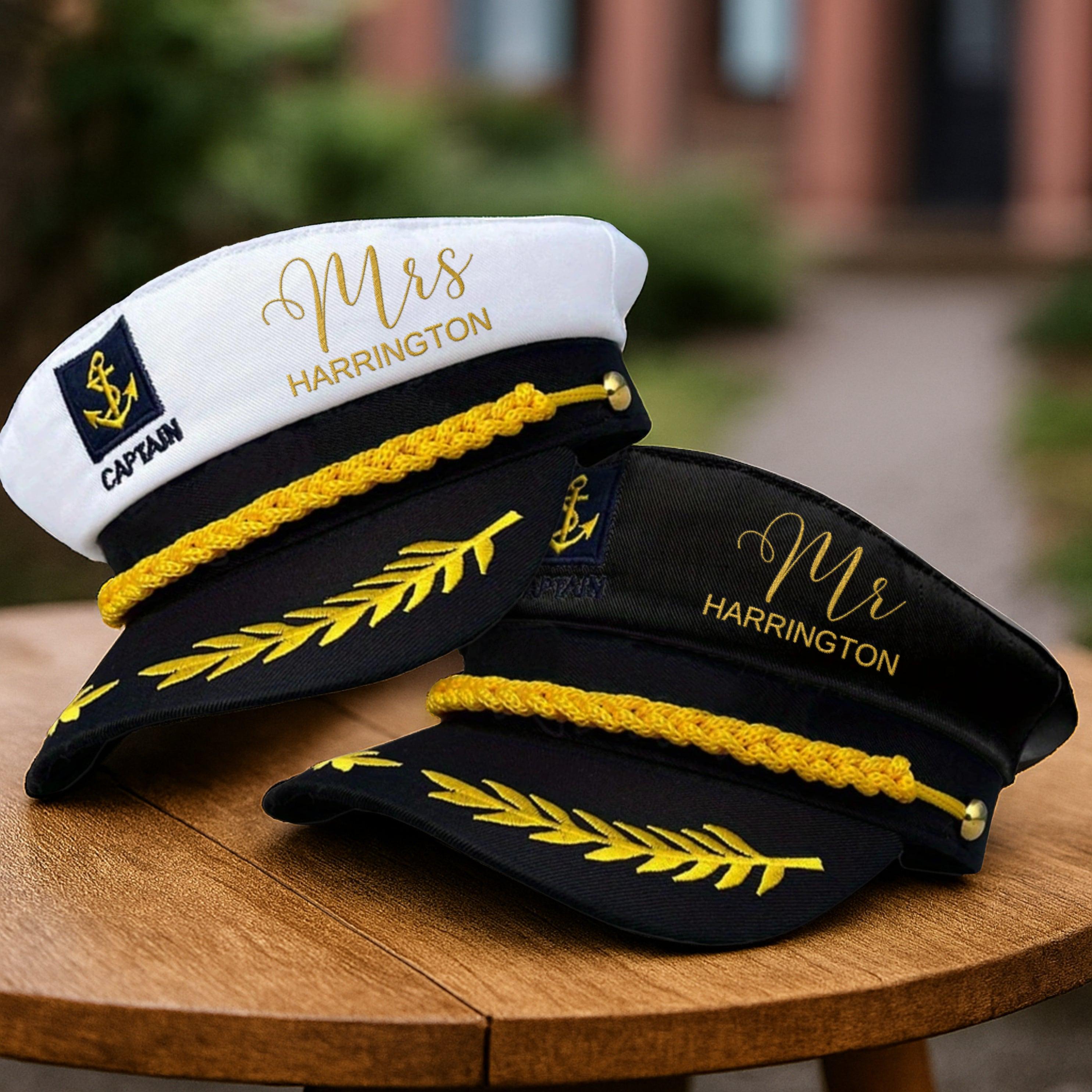 Casquette Personnalisée Capitaine Bateau - Nom Brodé, Visière Pré-courbée - Cadeau Nautique Homme/femme