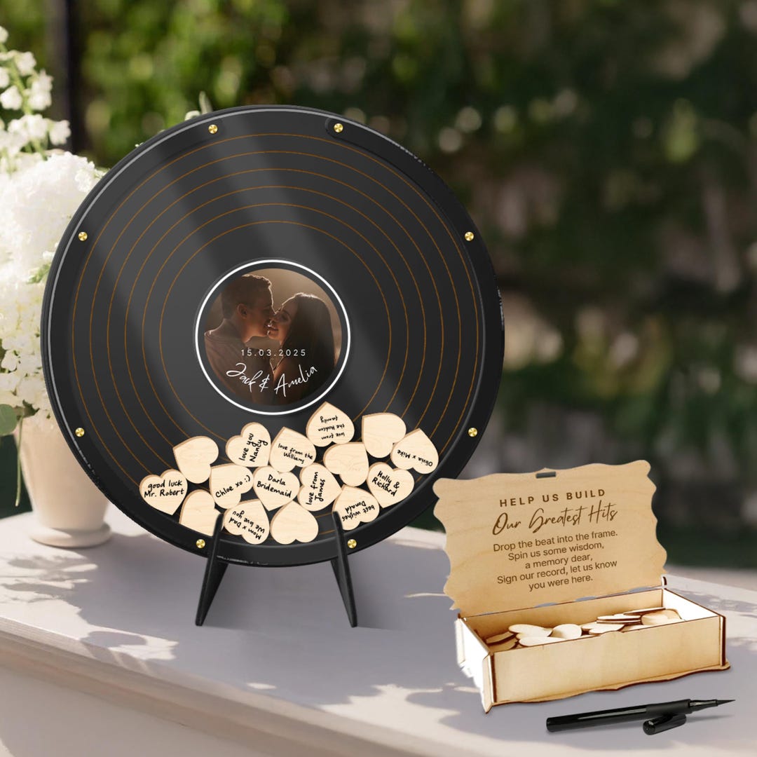 Personalised Wedding Guest Book Alternative, Retro Vinyl Record Drop ...