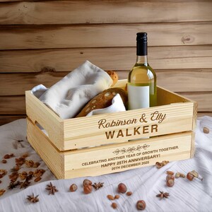 Personalised Occasion Gift Box Crate, Custom Engraved Grocery Organiser, Garden Storage, Wedding, Birthday Housewarming Corporate Keepsake