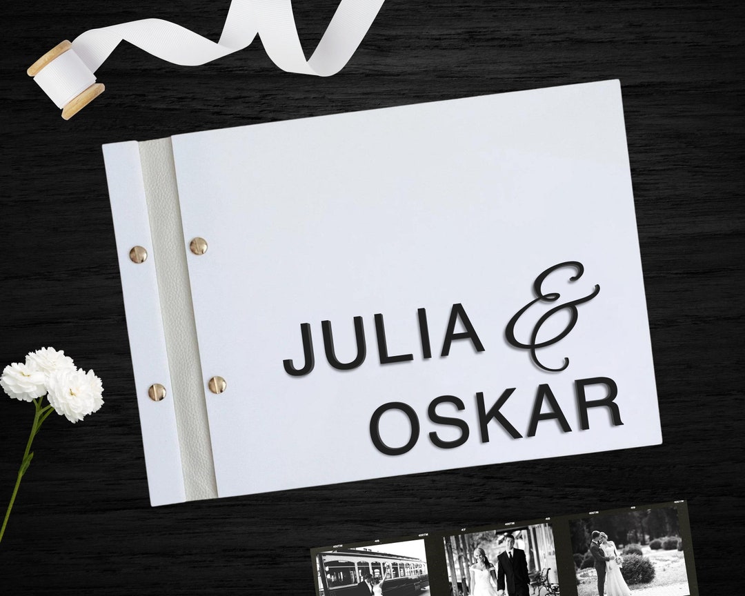 Custom Made 3D Raised Acrylic & Vegan Leather Wedding Guest Book, Personalised Logo Alternative