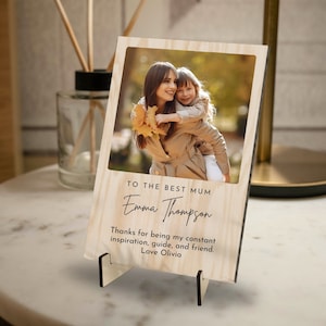 Placa fotográfica de madera con impresión UV personalizada, soporte de marco de exhibición de imágenes acrílico personalizado, aniversario, cumpleaños, abuela, regalo del Día de la Madre