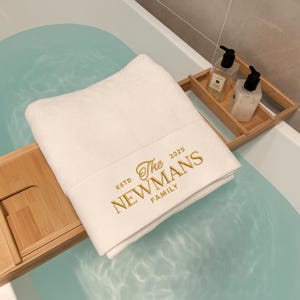 Personalised Embroidery Pattern Bath Towel, Custom Embroidered Name Logo Hotel Hair Salon Spa Towels, Birthday, Housewarming, Corporate Gift
