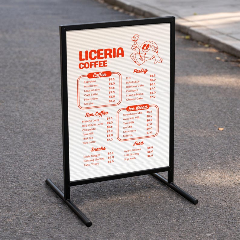 T-Frame Sign & Custom Print Corflute Insert, Poster Footpath Sign, Real Estate, Outdoor Sidewalk Advertising Board, Cafe, Business Signage