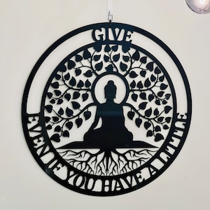 Personalised Buddha Quotes Wall Accent, Customised Name Tree of Life Buddhism Sign, Meditation Yoga Studio, Room Decor Hoop, Zen Art Gift