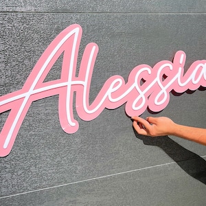 Personalizado 1 fila 3D doble espejo acrílico nombre signo, nombres personalizados ceremonia decoración de la habitación del niño / baby shower bautismo cristiano señalización de cumpleaños