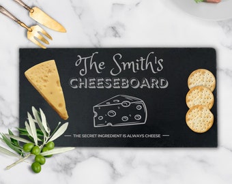Personalised Rectangle Slate Serving Cheese Board, Custom Engraved Charcuterie Platter, Wedding Birthday Corporate, Mothers Fathers Day Gift