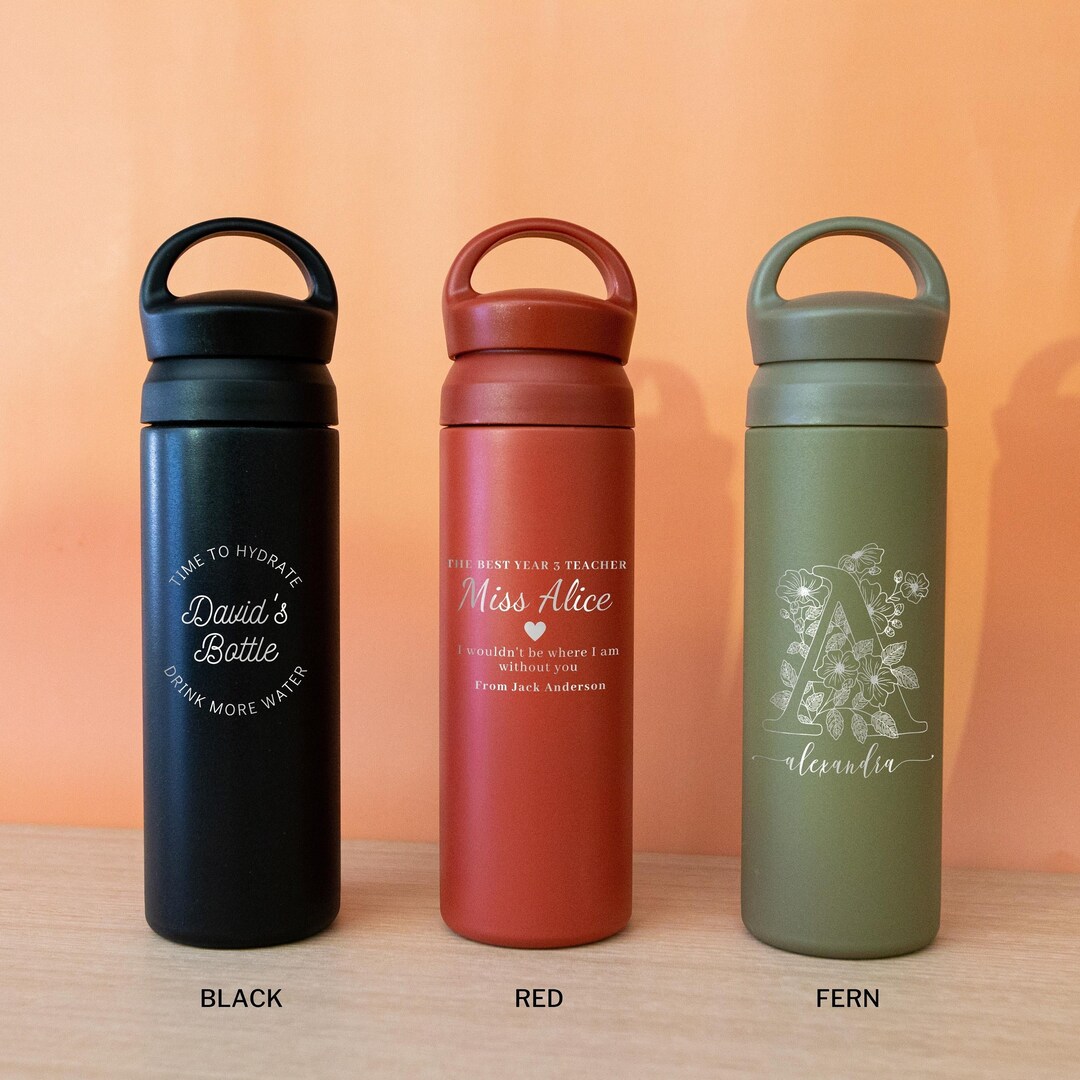 Insulated Water Bottle - Personalised Sunflower Print main image 1