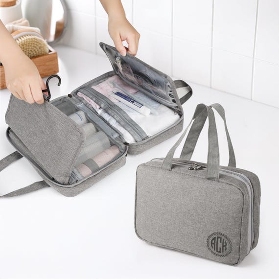 customized logo travel toiletry bag Personalised Foldable Hanging Travel Toiletry Bag, Custom Print Logo Makeup  Organiser Cosmetic Storage, Carry Shower Case Him Groomsman Gift