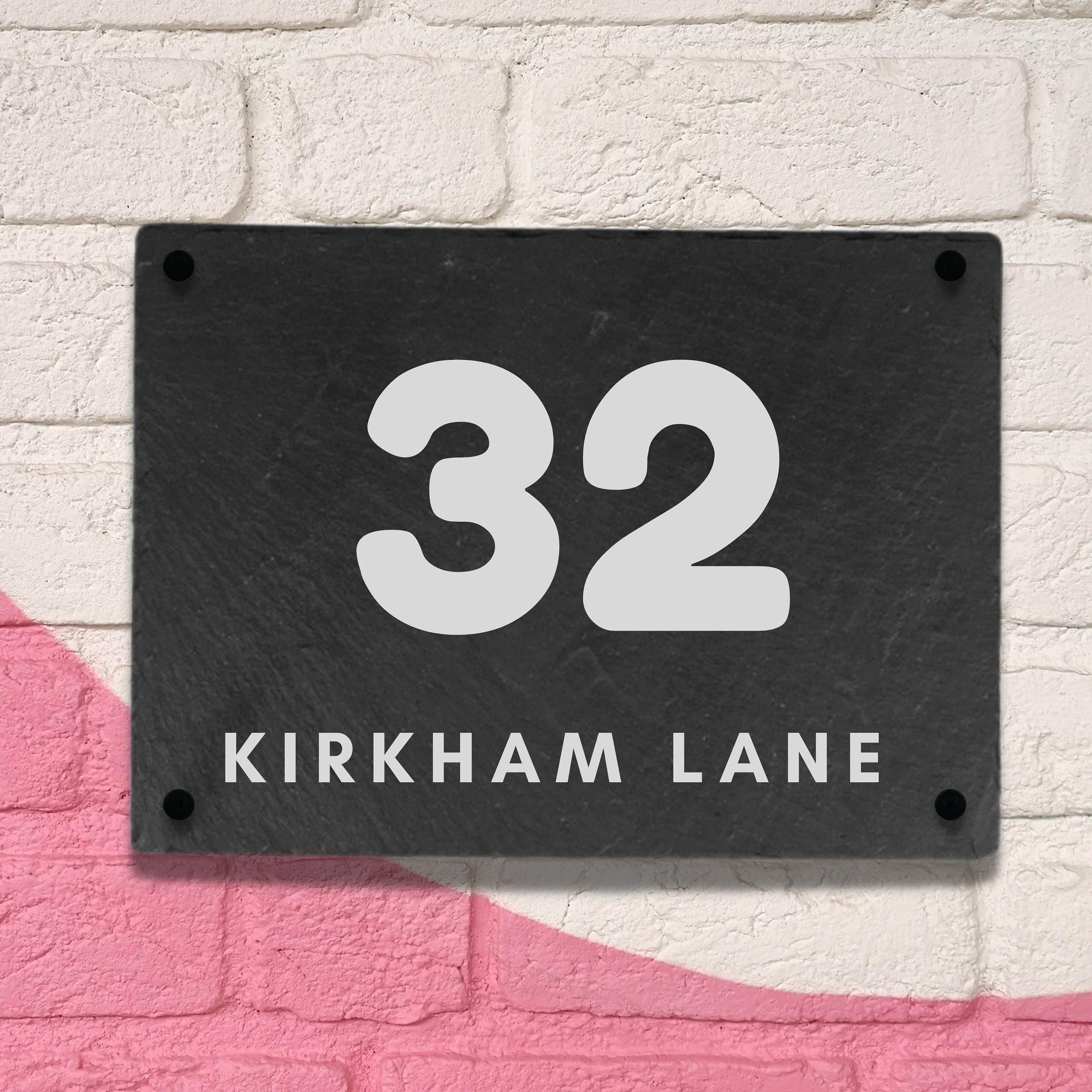 Personalised Rec Slate Door Number Plaque/ House Name Sign Etsy Australia