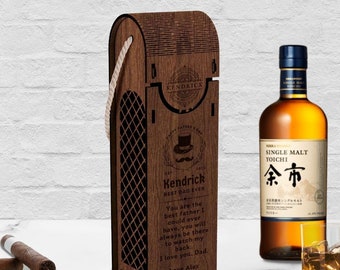 Custom Engraved Carry Decorative Rope Handle Wooden Wine Box, Personalised Ply Name Logo Wedding, Birthday, Corporate Wine Bottle Gift Boxes