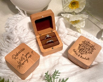 SacJkt Scatola per Anelli in Legno, Porta Fedi, Porta Anelli, Scatola Regalo per Anelli, Portagioielli per Proposta, Fidanzamento, Cerimonia di Matrimonio