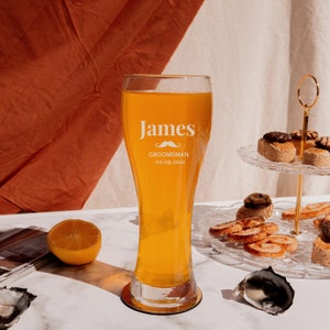 Personalisierter 630-ml-Bierkrug aus Glas mit individueller Gravur, Pilsner-Glas, Firmen/Vater/Einweihungsgeschenk, Hochzeit/Trauzeugen/Brautjungfern-Geschenk Bild 7