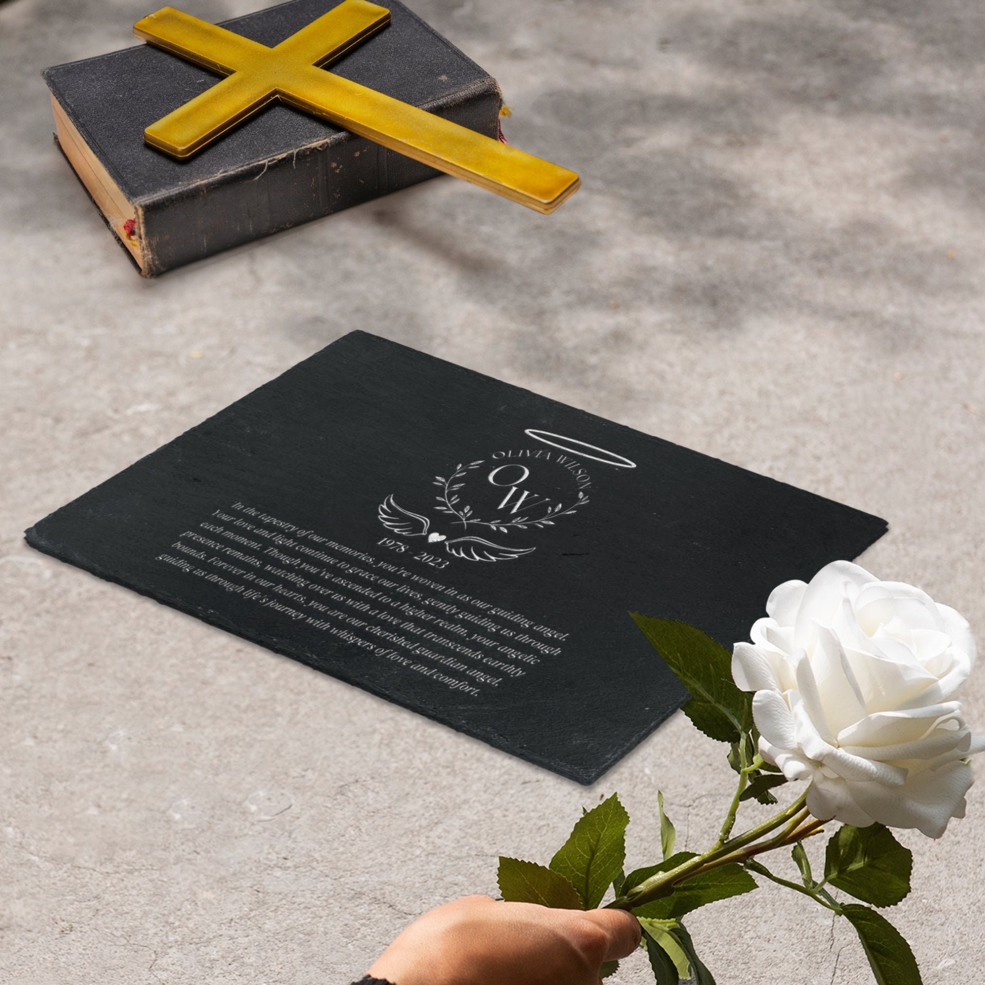 Personalised Memorial Rectangle Slate Sign, Custom Engraved in Loving ...