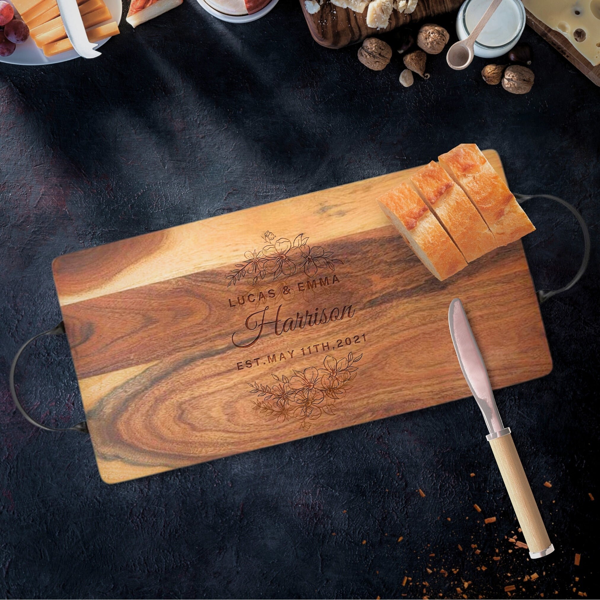 10x Bambus-Schneidebrett Mit Griff, 35x18 Cm – Servierfähig Für Käse, Pizza & Gemüse