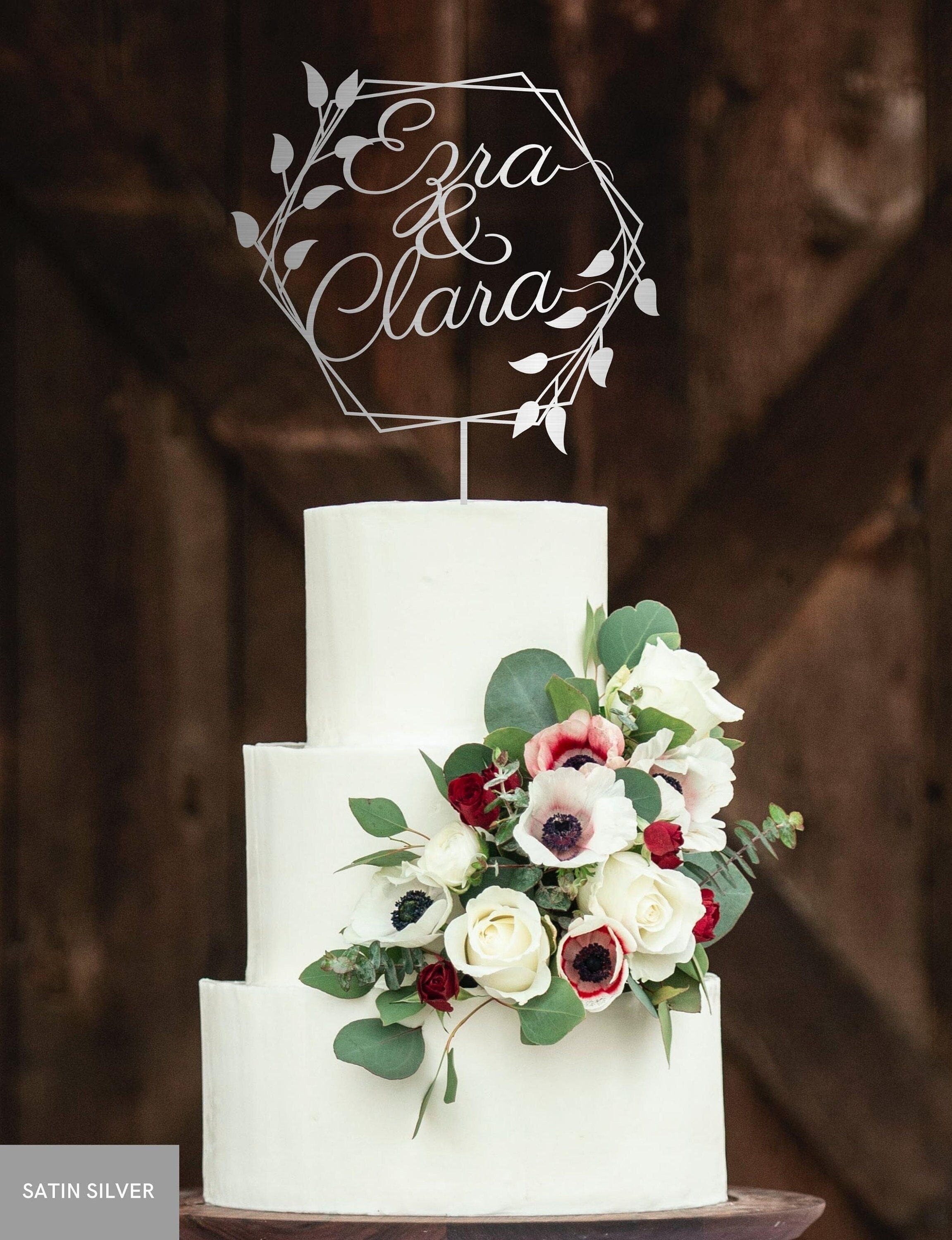Personalised MDF/ Mirror Acrylic Wedding Cake Topper, Custom Join Name ...