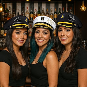 Custom Embroidered Unisex Captain Cap, Personalised Yatch Sailor, Nautical Boat Hat, Bachelor Hens Party, Groomsman, Bridesmaid Wedding Gift