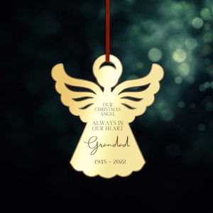Personalised Angel Christmas Tree Ornament, Heaven Memorial Engraved Custom Name, Forever In Our Heart, In Loving Memory Xmas Baubles Decor